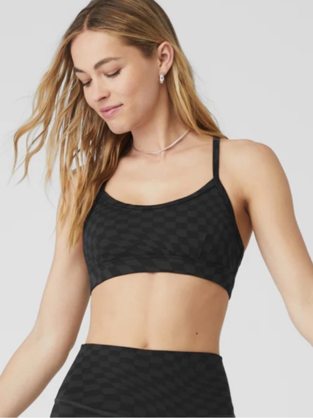 Alo Yoga Jacquard Checkered Gratitude Sport Bra